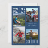 卒業モダン青4枚 案内状 (正面)