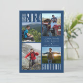 卒業モダン青4枚 案内状 (スタンド正面)