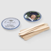 卒業モダン青・銀卒業写真 ハンドファン (組立なし)