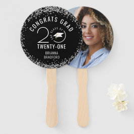 卒業モダン黒スタイリッシュ学年 ハンドファン