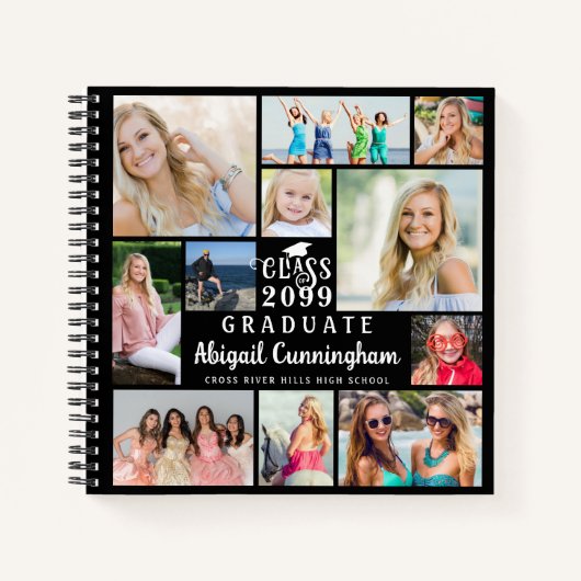 卒業モダン11フォトコラージュのゲストブック ノートブック (正面)
