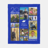 卒業モダン13フォトコラージュカスタムカラー フリースブランケット (正面)