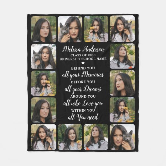 卒業モダン14写真出感動的身 フリースブランケット (正面)