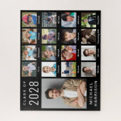 卒業モダン17フォトコラージュブラック ジグソーパズル (縦)