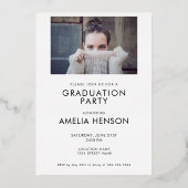 卒業モダン2写真卒業バラ金ゴールド 箔招待状 (裏面)