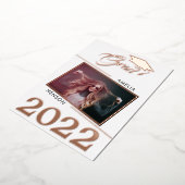 卒業モダン2写真卒業バラ金ゴールド 箔招待状 (回転した状態)