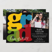 卒業モダン2写真卒業パーティー招待状 招待状 (正面/裏面)