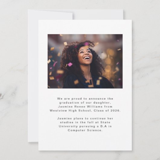 卒業モダン2写真卒業 案内状 (裏面)