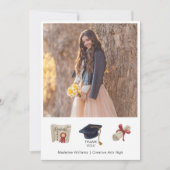 卒業モダン2枚の写真サンキューカード サンキューカード (正面)