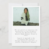 卒業モダン2枚の写真 – 発表 招待状 (裏面)