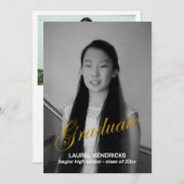 卒業モダン2枚の写真 – 発表 招待状 (正面/裏面)