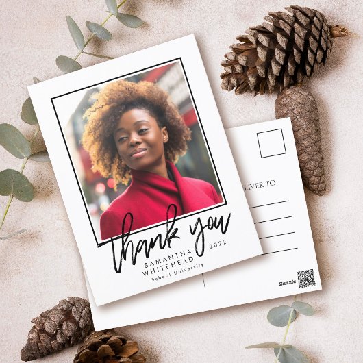 卒業モダン2022 Photo White Thank You ポストカード