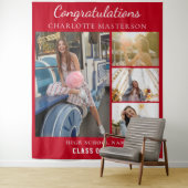 卒業モダン2025フォトコラージュ赤い背景 タペストリー (インサイチュ)