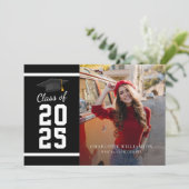 卒業モダン2025白黒卒業写真 案内状 (スタンド正面)