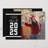 卒業モダン2025白黒卒業写真 案内状 (正面/裏面)