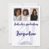 卒業モダン2025紫のスクリプトフォトコラージュ 招待状 (正面)