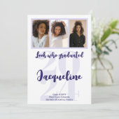 卒業モダン2025紫のスクリプトフォトコラージュ 案内状 (スタンド正面)