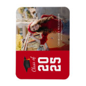 卒業モダン2025赤い白のグラデーション写真 マグネット (縦)