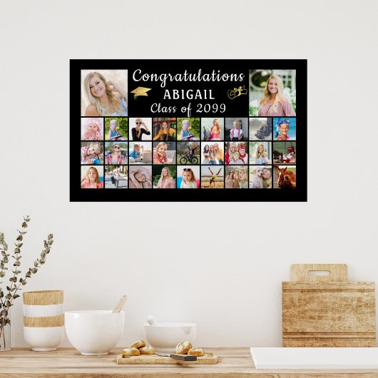 卒業モダン29写真コラージュおめでとう ポスター (キッチン)