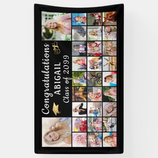 卒業モダン29写真コラージュおめでとう 横断幕 (縦)
