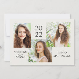 卒業モダン3写真コラージュのお知らせ 案内状