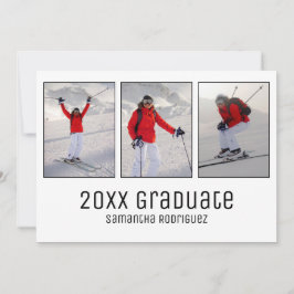 卒業モダン3写真白人卒業パーティー招待状 招待状