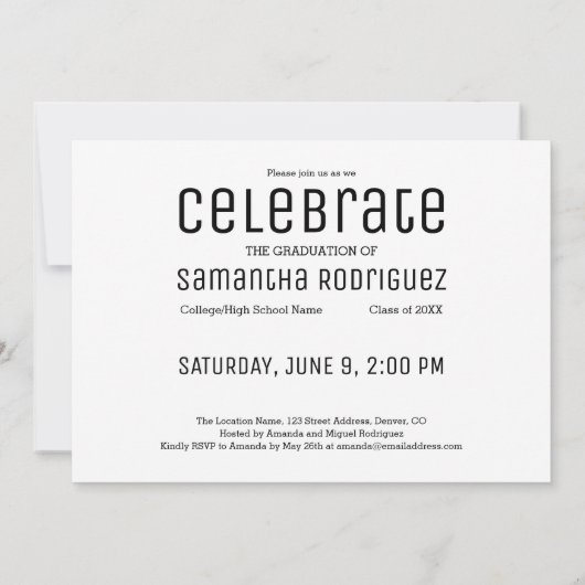 卒業モダン3写真白人卒業パーティー招待状 招待状 (裏面)