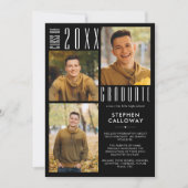 卒業モダン3枚フォトミニマルカスタムリスト色 案内状 (正面)