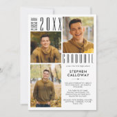 卒業モダン3枚ミニマルタイポグラフィ 案内状 (正面)