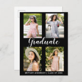 卒業モダン4写真のお知らせ 案内ポストカード (正面/裏面)