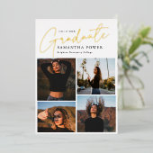 卒業モダン4写真卒業の発表会 箔招待状 (立ち正面)