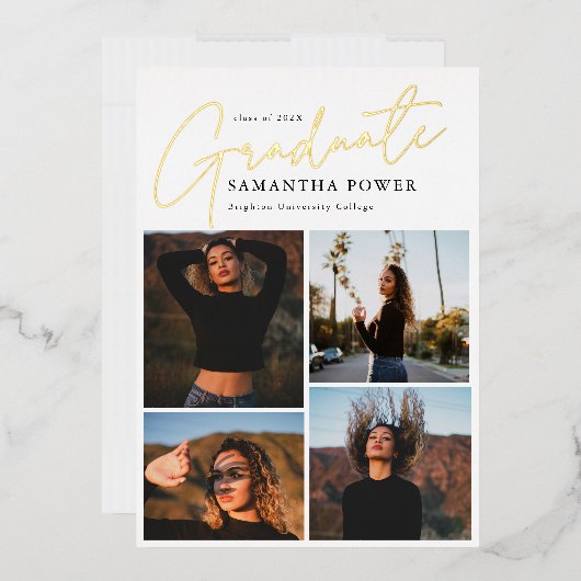 卒業モダン4写真卒業の発表会 箔招待状 (封筒)