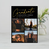 卒業モダン4写真卒業の発表会 箔招待状 (立ち正面)