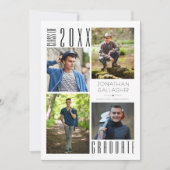 卒業モダン4枚お洒落写真ブラックアナウンス 案内状 (正面)