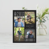 卒業モダン4枚お洒落写真黒 案内状 (スタンド正面)