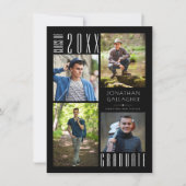 卒業モダン4枚お洒落写真黒 案内状 (正面)