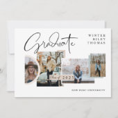 卒業モダン4枚スタイリッシュコラージュ卒業 招待状 (正面)