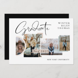 卒業モダン4枚スタイリッシュコラージュ卒業 招待状