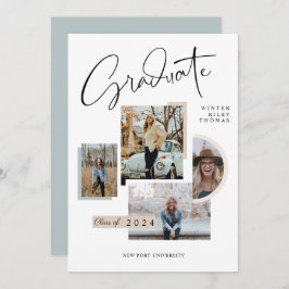 卒業モダン4枚スタイリッシュコラージュ卒業 招待状