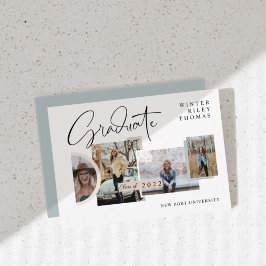 卒業モダン4枚スタイリッシュコラージュ卒業 招待状