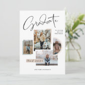 卒業モダン4枚スタイリッシュコラージュ卒業 招待状 (スタンド正面)