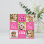 卒業モダン5フォトコラージピンク卒業 招待状 (スタンド正面)