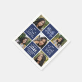 卒業モダン5写真コラージュ海軍ブルー卒業 スタンダードカクテルナプキン (角)