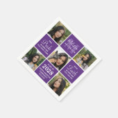 卒業モダン5写真コラージュ紫の卒業 スタンダードカクテルナプキン (角)