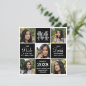 卒業モダン5写真コラージュ黒卒業 案内状 (スタンド正面)