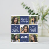 卒業モダン5写真海軍ブルー卒業生 招待状 (スタンド正面)