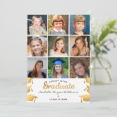 卒業モダン9写真コラージュ 招待状 (スタンド正面)