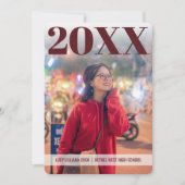 卒業モダン |マルーン |写真2 |カスタム 招待状 (正面)