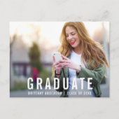 卒業モダン |大学院写真のお知らせ 案内ポストカード (正面)