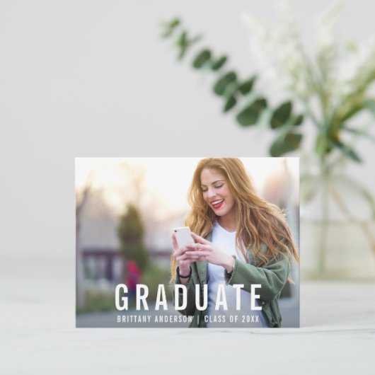 卒業モダン |大学院写真のお知らせ 案内ポストカード (スタンド正面)